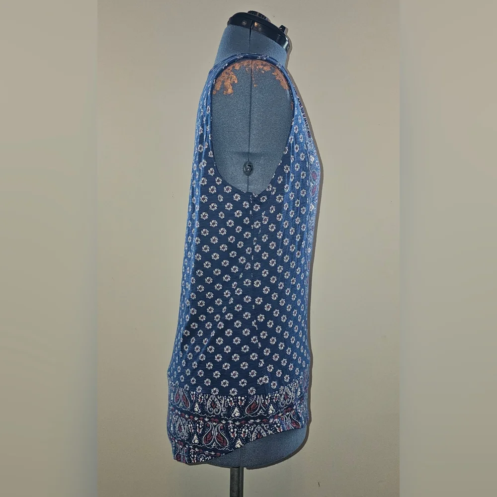 LUCKY BRAND Navy Blue Flowy Pattern Tank Top - Picture 3 of 9